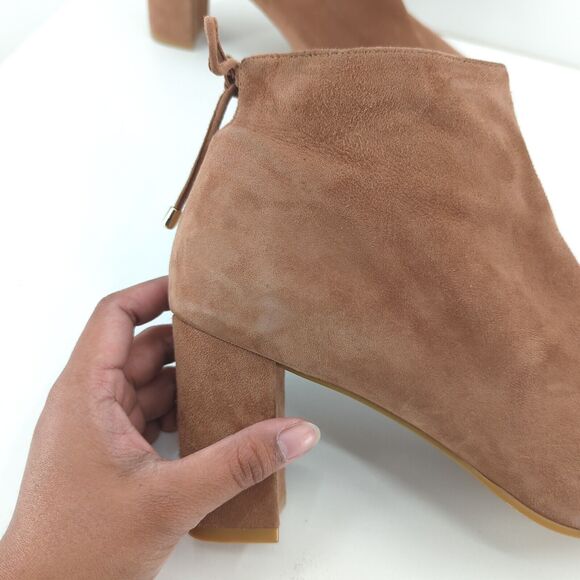 Stuart Weitzman Women 10 Gardiner Booties Boots Brown Suede Tie Pointed NEW FLAW - Picture 6 of 13